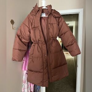 Old Navy Long Puffer Coat - Brown - Size XS - NWT